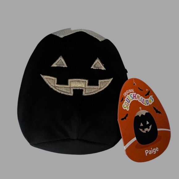 NWT Paige the Black Pumpkin Squishmallows 2021 Halloween Squad Plush Animal 3.5” - Picture 4 of 4